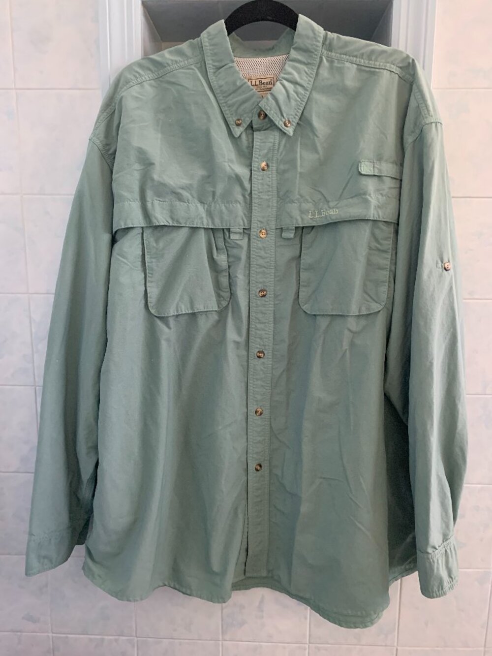 Men's LLBEAN XXL Green Fishing Boating Outdoors Long Sleeve Shirt